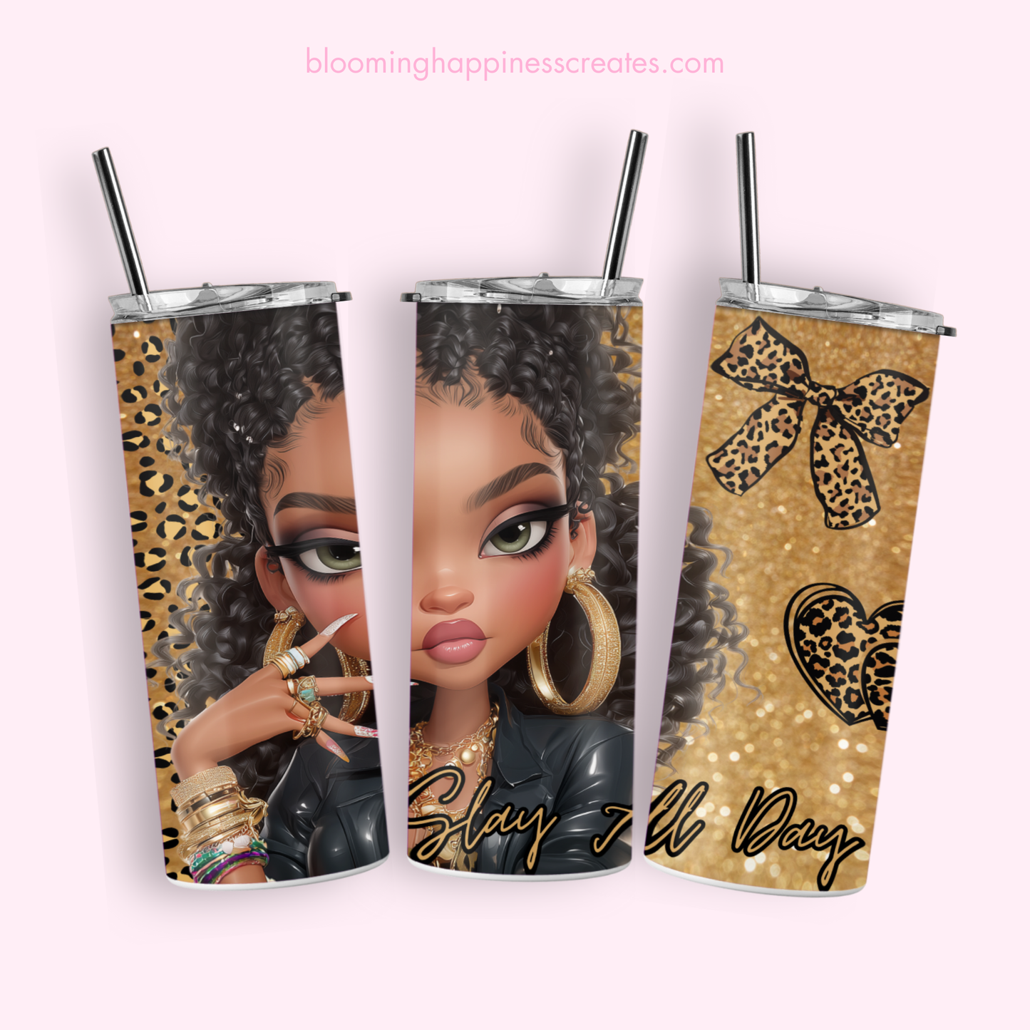 Slay All Day Chibi Girl 20 oz Tumbler Wrap | Digital Download