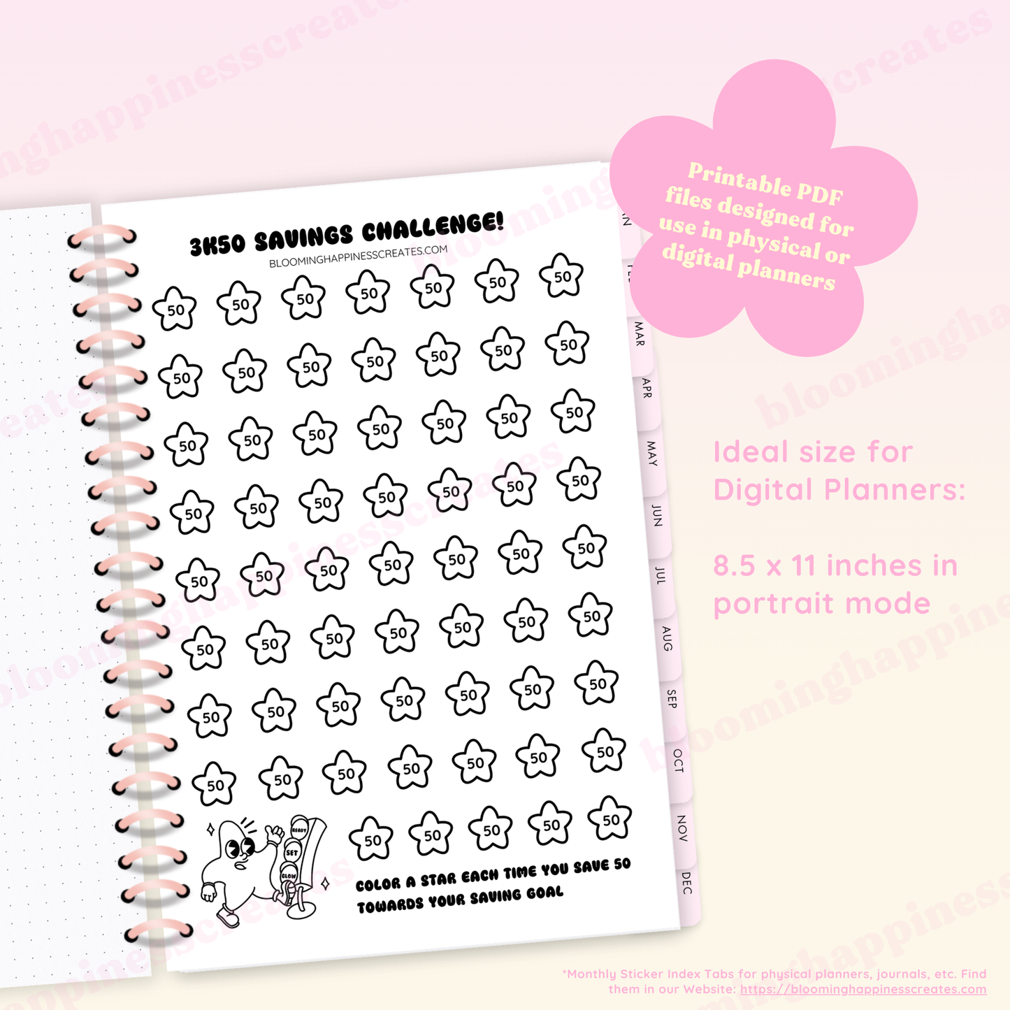 Glowing Star - 3K50 Savings Challenge | Printable and Digital File