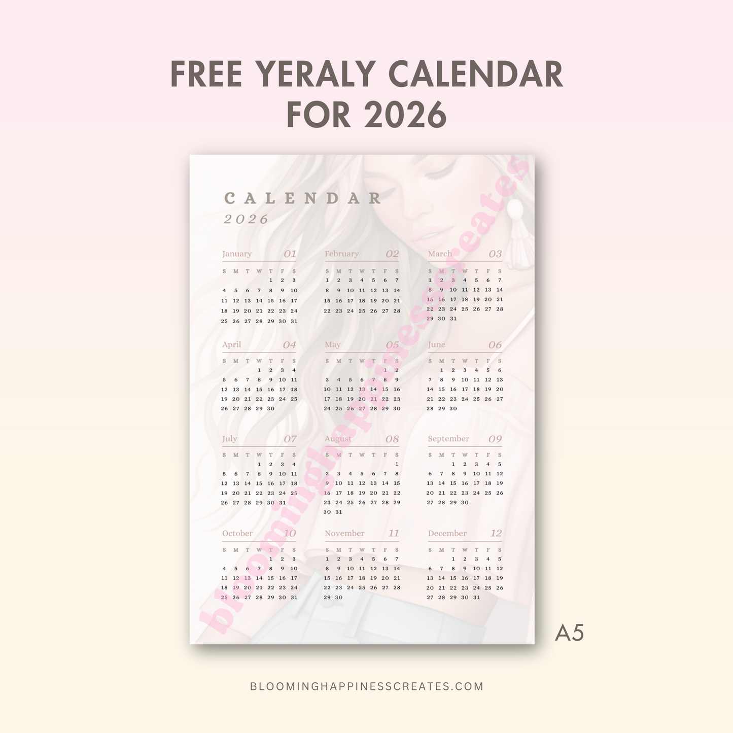 A5 Printable Monthly Calendar | Sep 25 - Dec 26