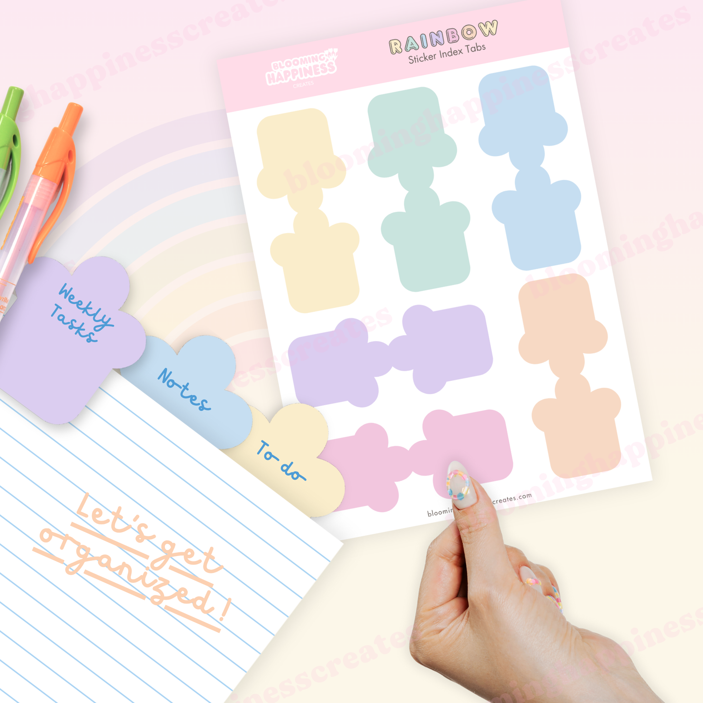 Rainbow Index Tabs | Sticker Sheet