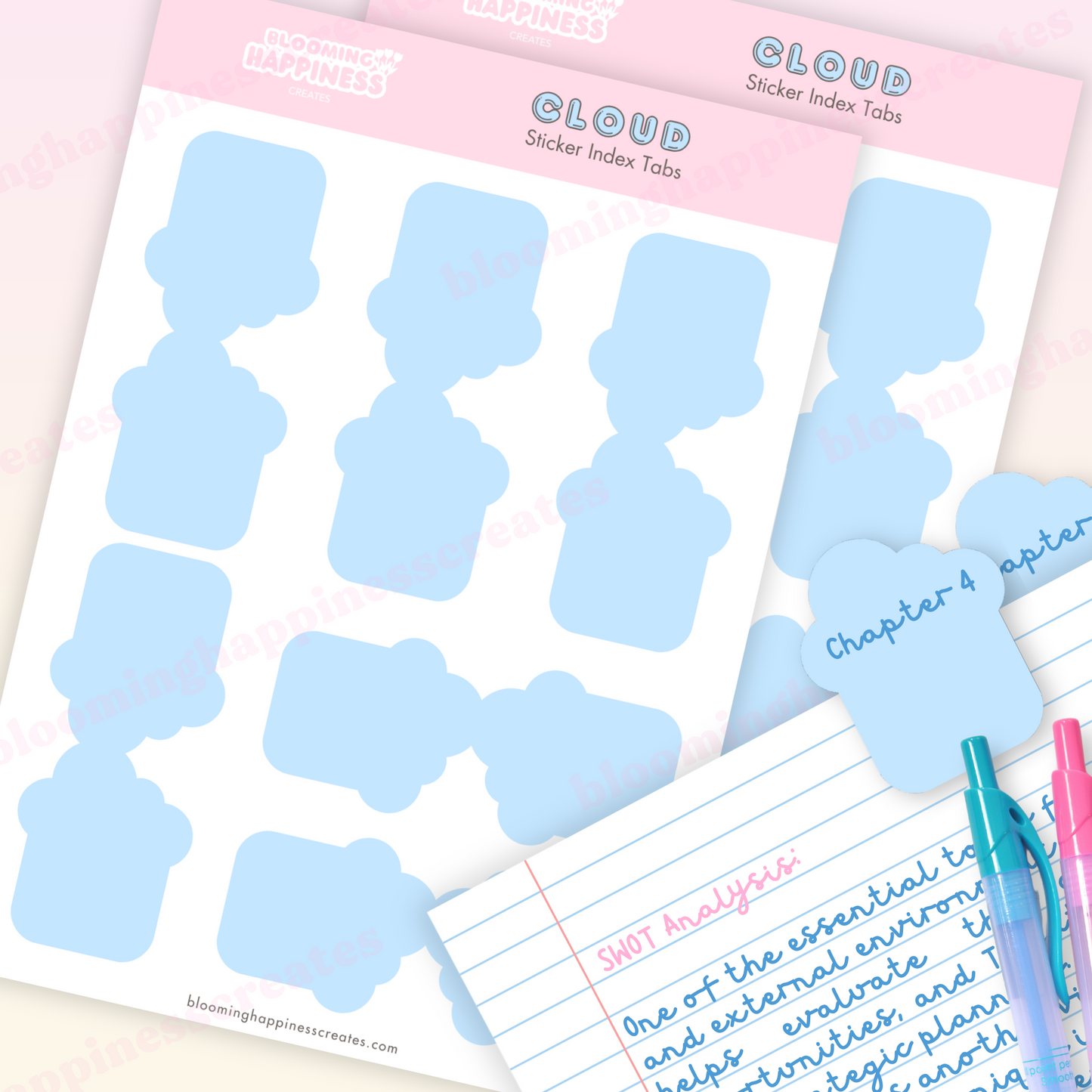 Clouds Index Tabs | Sticker Sheet