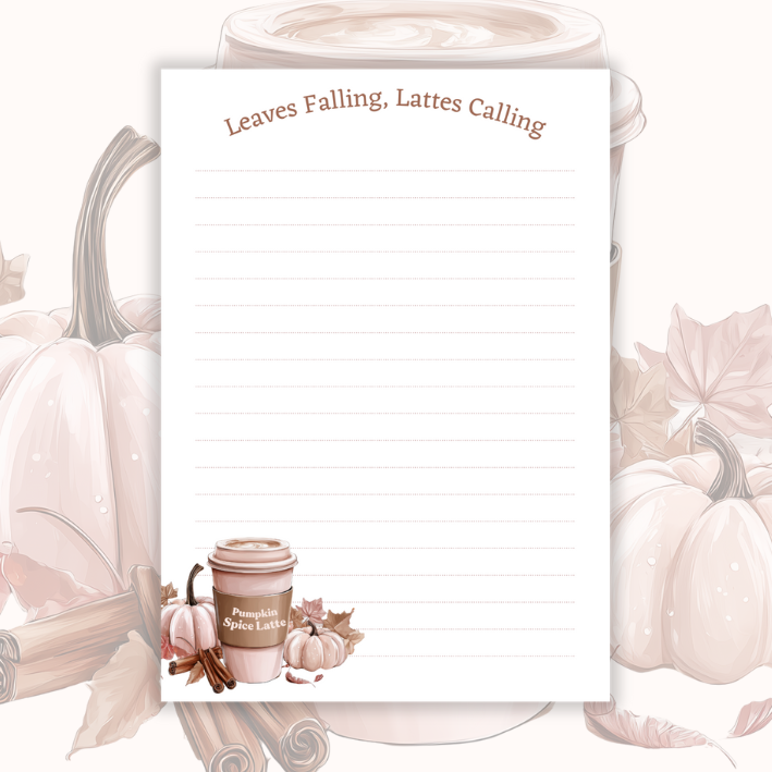 A6 Notepad Leaves Falling, Lattes Calling