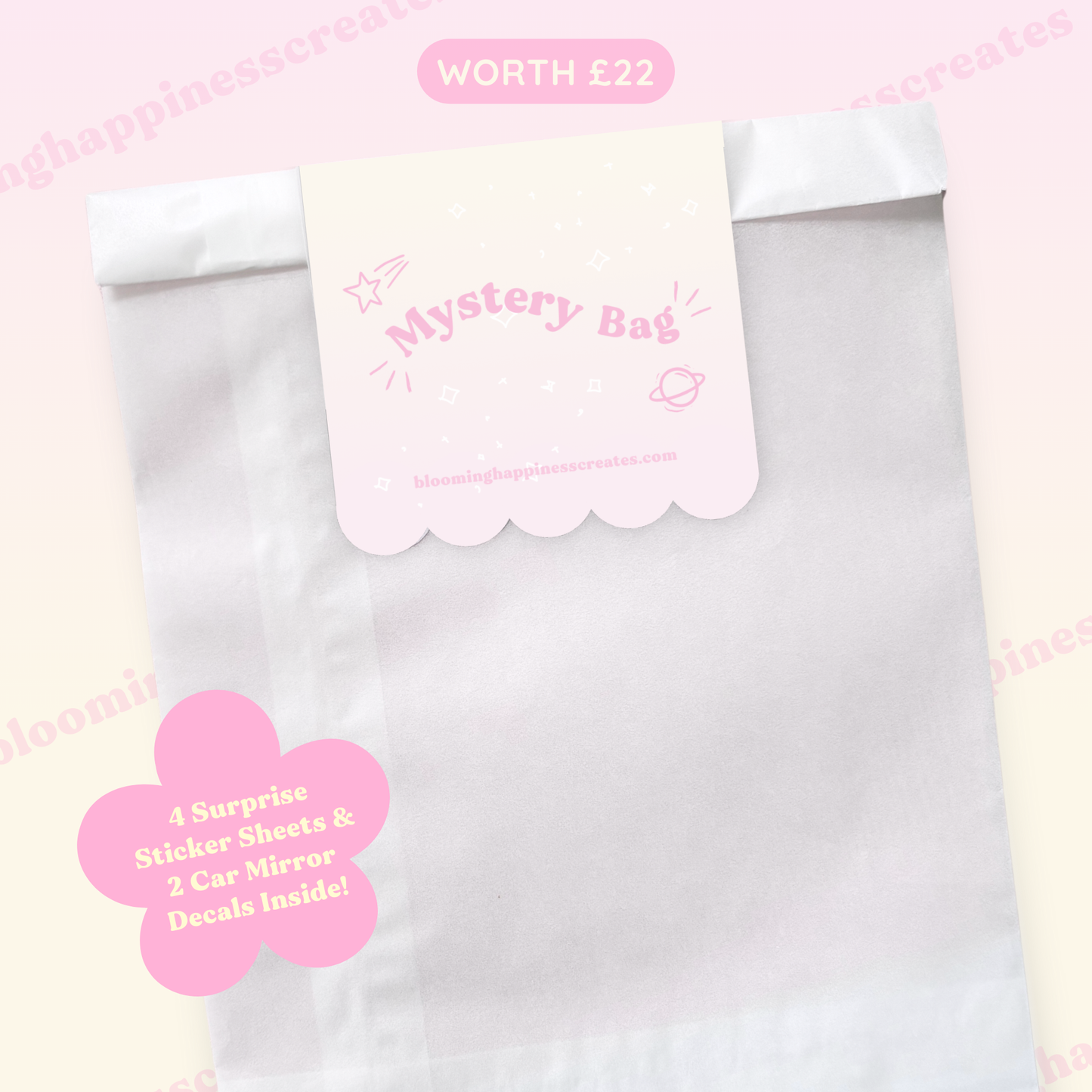 Mystery Bag | 4 Sticker Sheets and 2 Car Mirror Decals