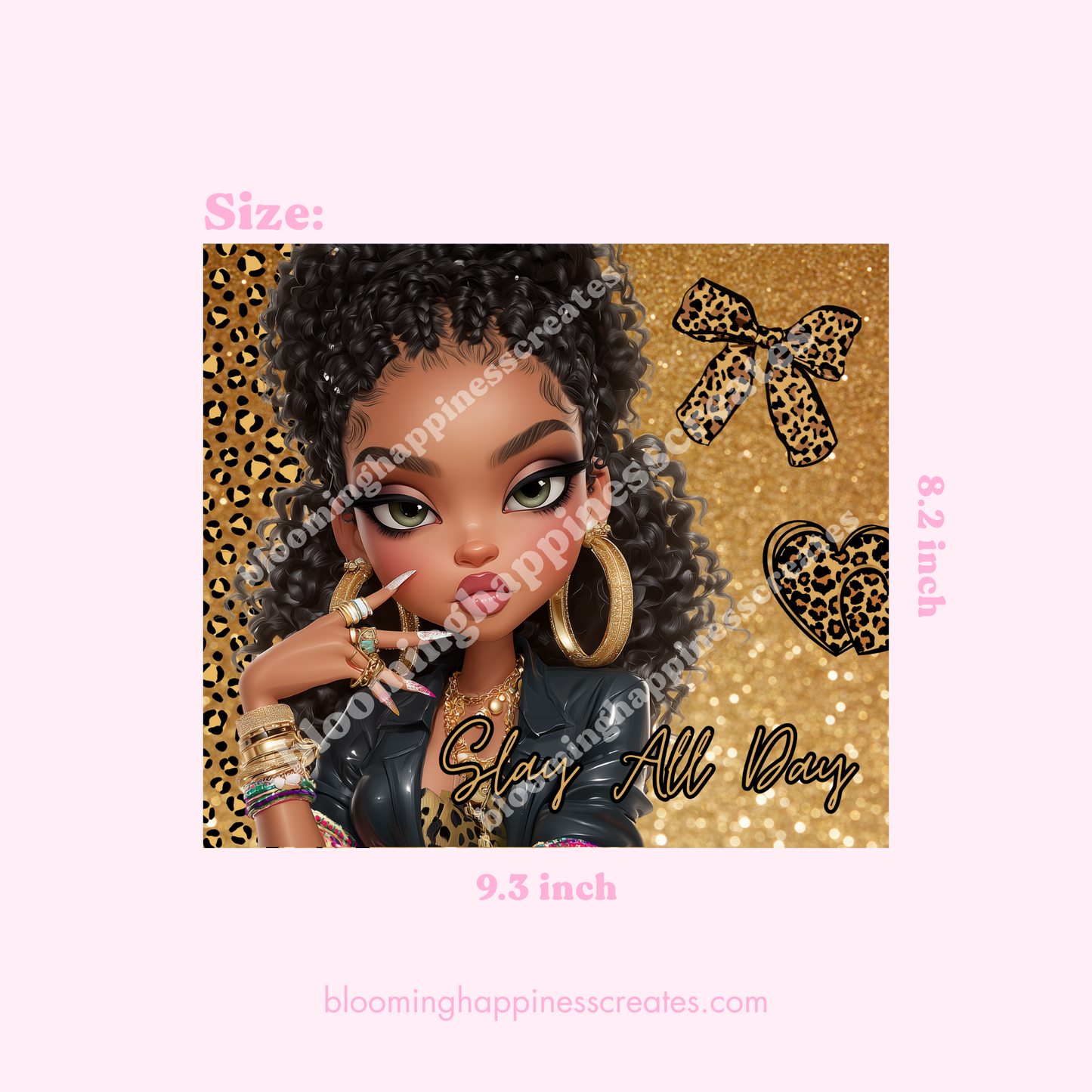 Slay All Day Chibi Girl 20 oz Tumbler Wrap | Digital Download
