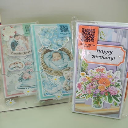 💜 Happy Birthday Card with Fresh Flowers & Joyful Design (Purple Tones)