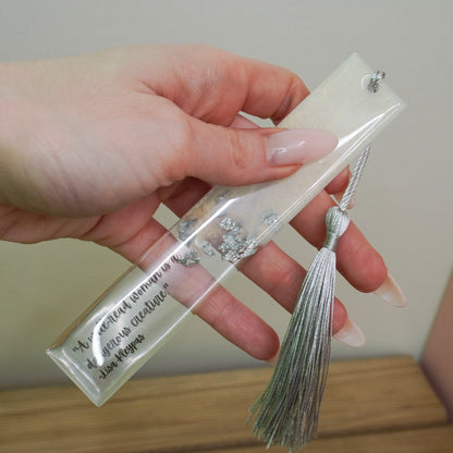 Resin Bookmark – White Pearl & Silver Flakes