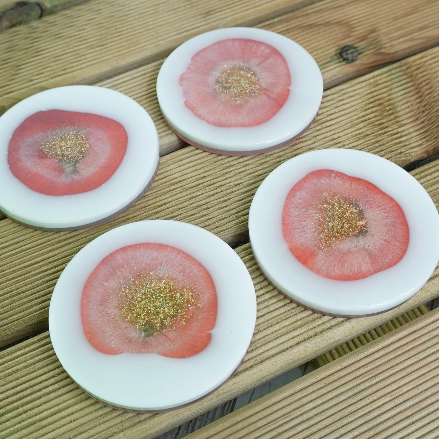 Gold and Pink Handmade Resin Coaster