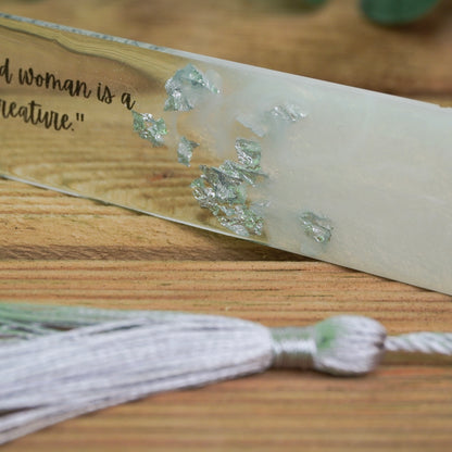 Resin Bookmark – White Pearl & Silver Flakes