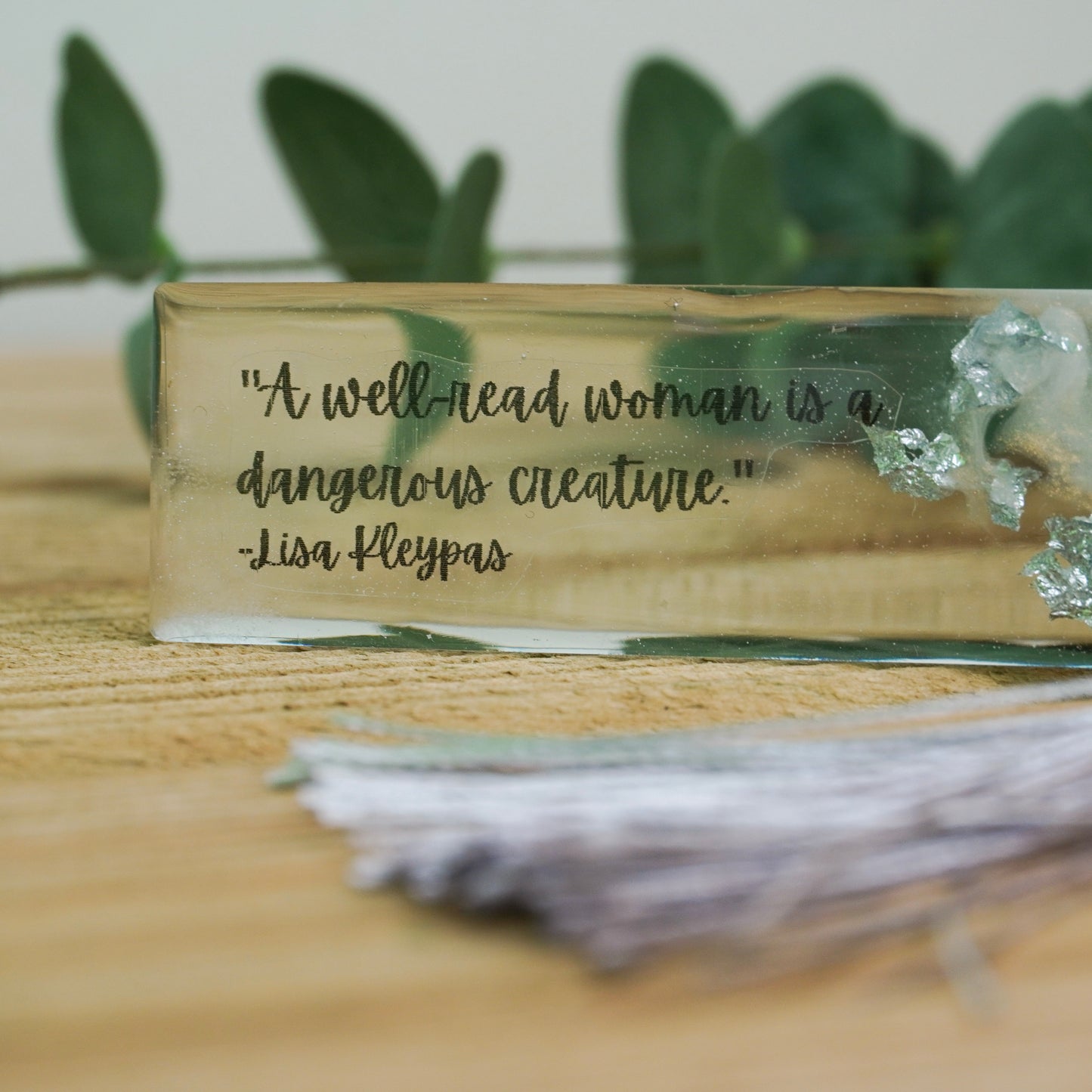 Resin Bookmark – White Pearl & Silver Flakes