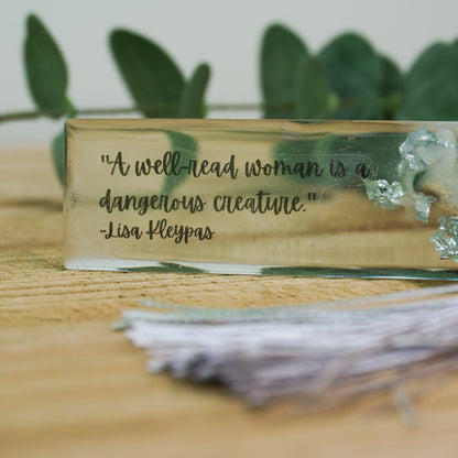 Resin Bookmark – White Pearl & Silver Flakes