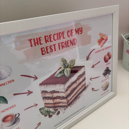 The Recipe of My Best Friend | A4 Print with a Frame – Tiramisu ☕🤍