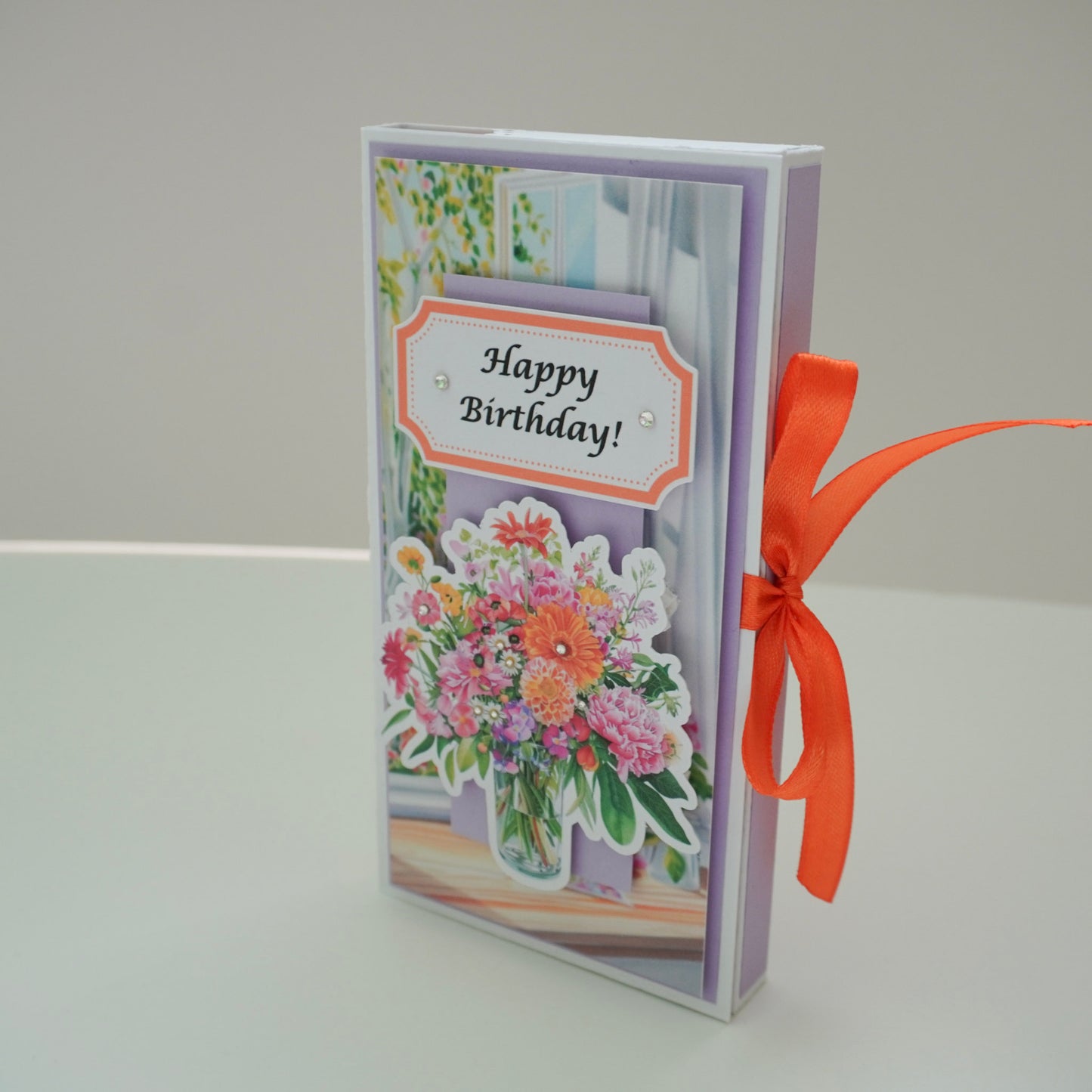 💜 Happy Birthday Card with Fresh Flowers & Joyful Design (Purple Tones)