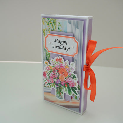 💜 Happy Birthday Card with Fresh Flowers & Joyful Design (Purple Tones)