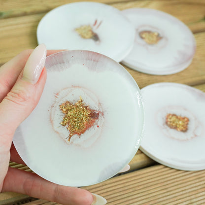 Gold and Pink Handmade Resin Coaster