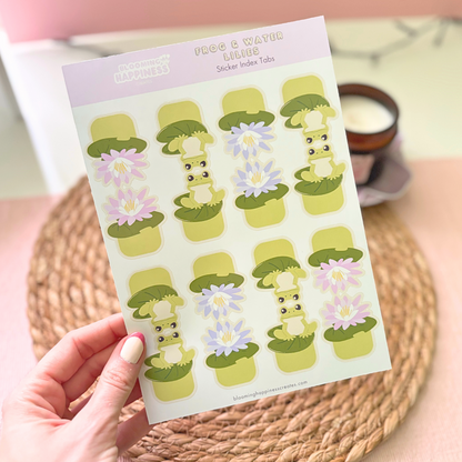 Frog & Water Lilies Index Tabs | Sticker Sheet