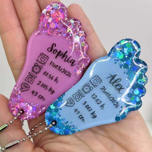 Handmade Personalised Baby Resin Keychain – Perfect Newborn Keepsake Gift 💖