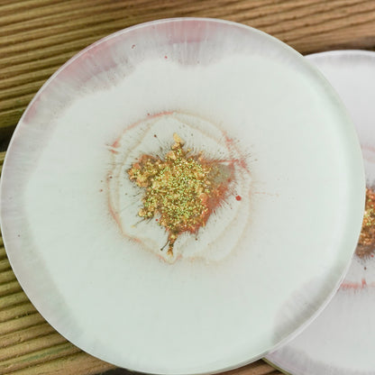 Gold and Pink Handmade Resin Coaster