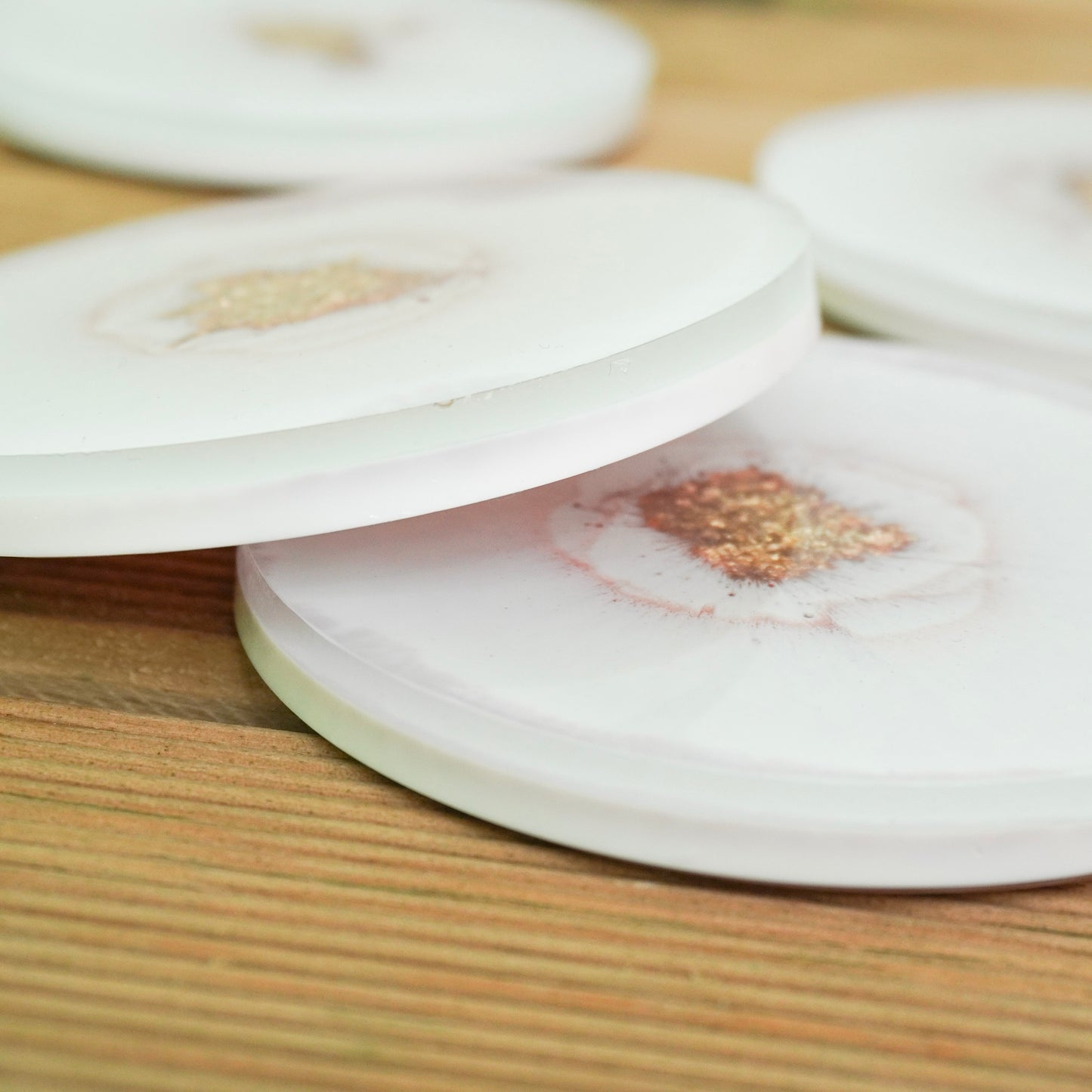Gold and Pink Handmade Resin Coaster