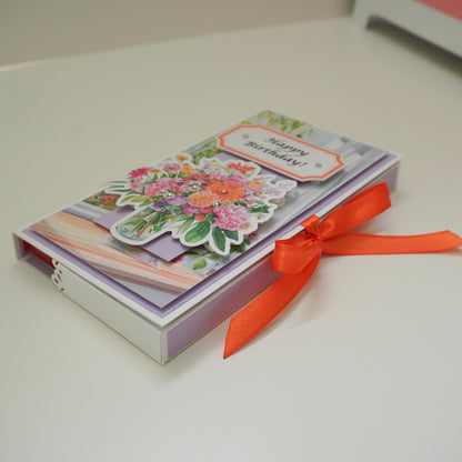 💜 Happy Birthday Card with Fresh Flowers & Joyful Design (Purple Tones)