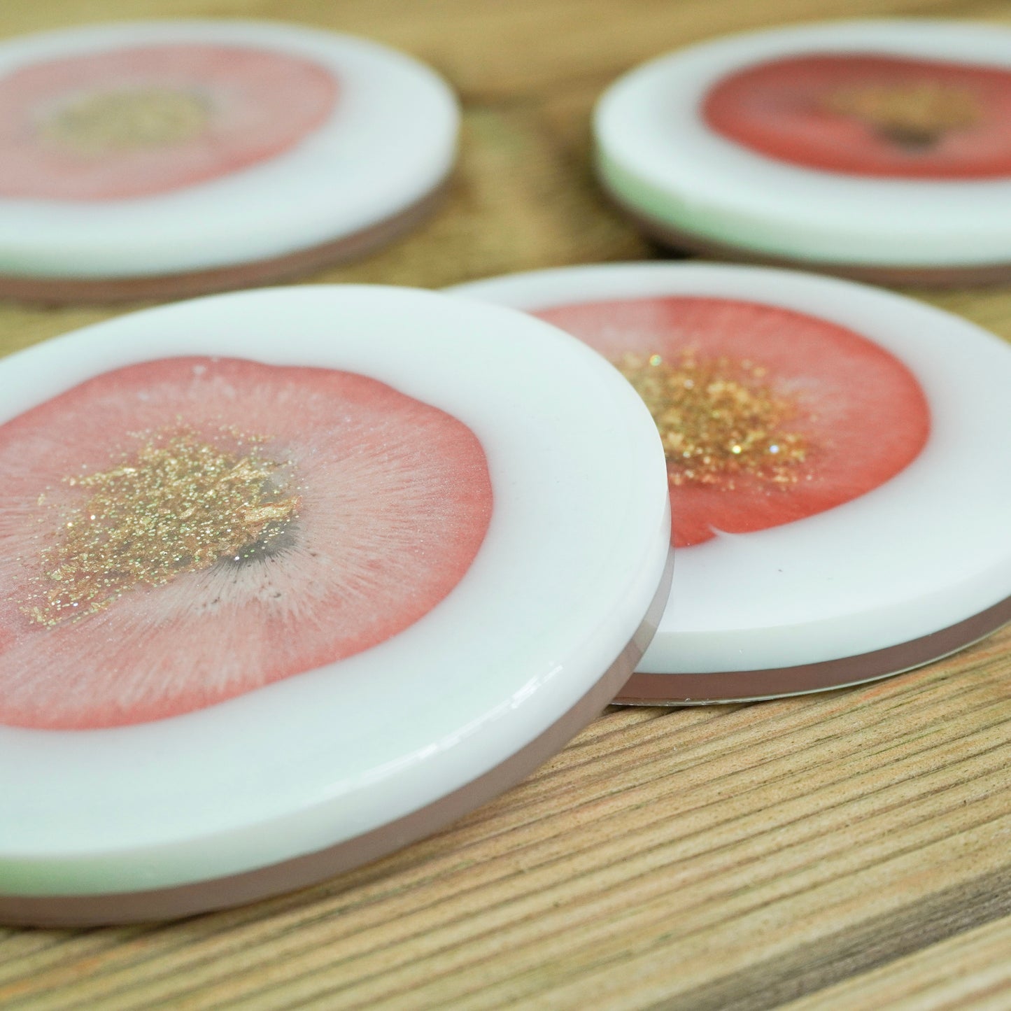 Gold and Pink Handmade Resin Coaster