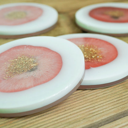 Gold and Pink Handmade Resin Coaster