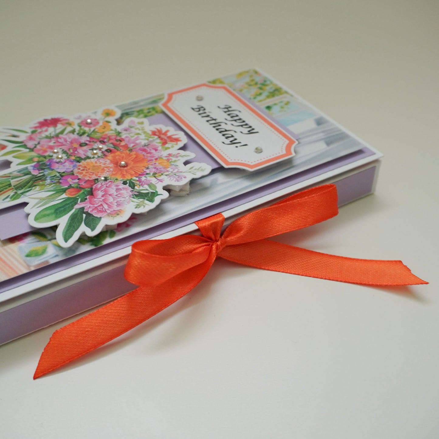 💜 Happy Birthday Card with Fresh Flowers & Joyful Design (Purple Tones)