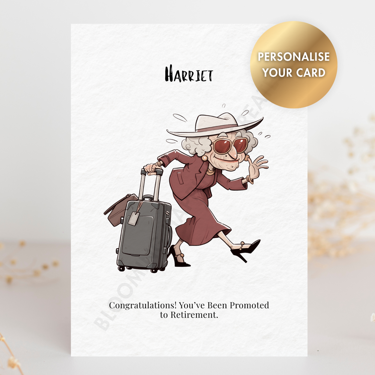 Personalised Retirement Card – Custom Name | Handmade 5x7 Greeting Card with Envelope | Funny Retirement Gift Card