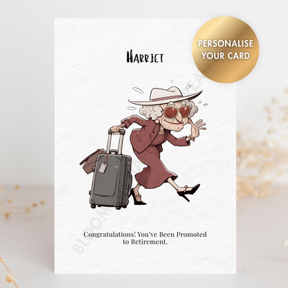 Personalised Retirement Card – Custom Name | Handmade 5x7 Greeting Card with Envelope | Funny Retirement Gift Card
