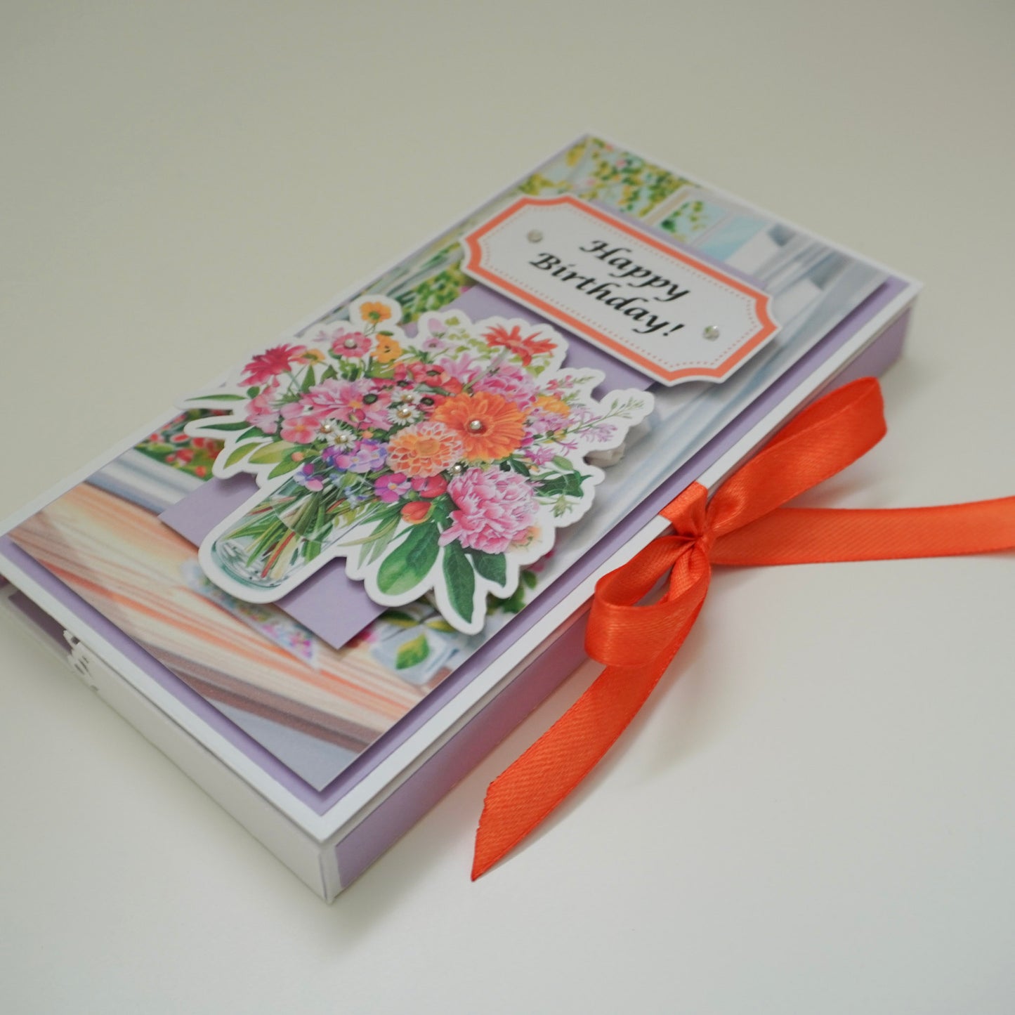 💜 Happy Birthday Card with Fresh Flowers & Joyful Design (Purple Tones)