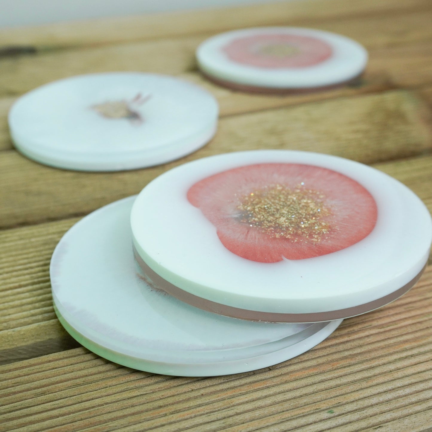 Gold and Pink Handmade Resin Coaster