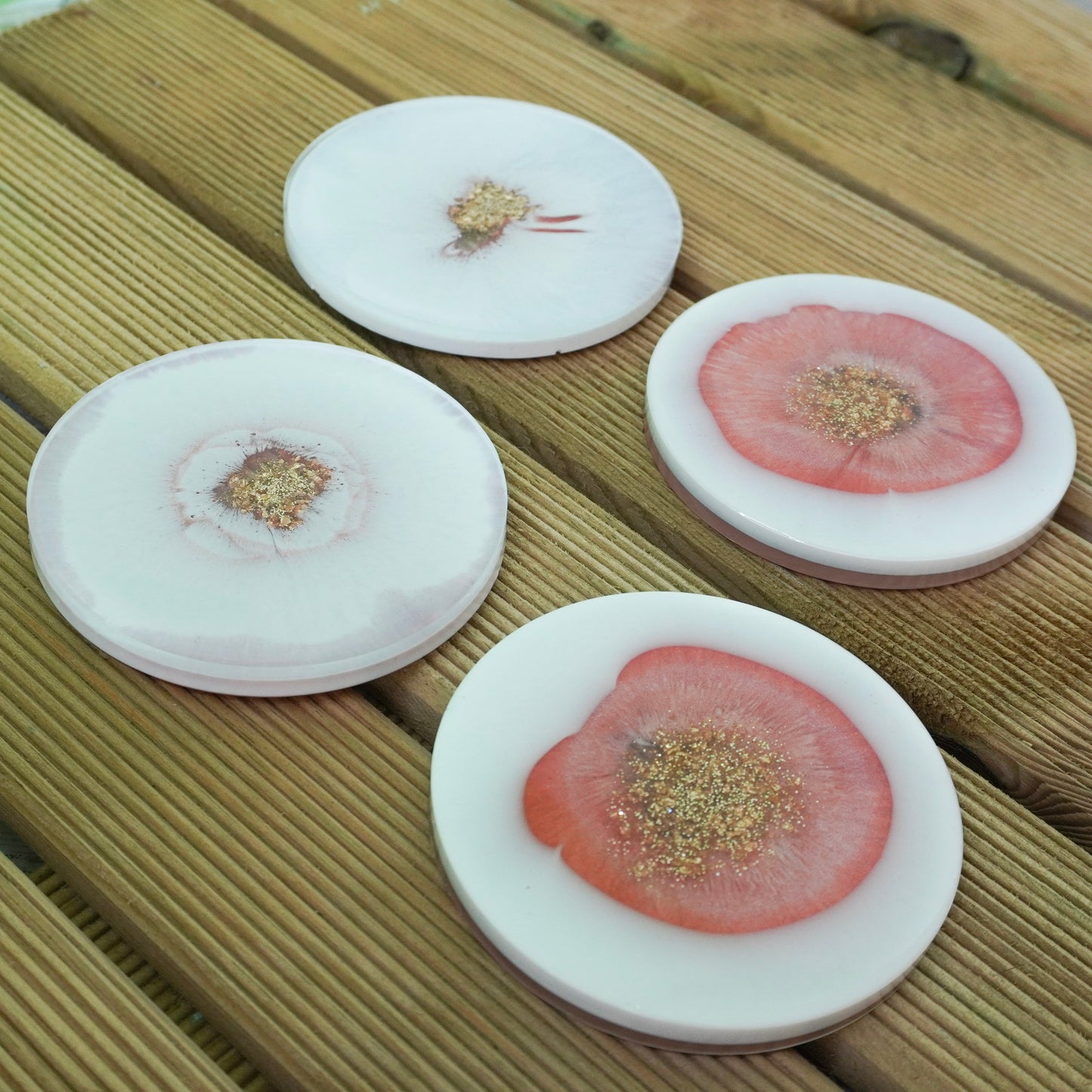 Gold and Pink Handmade Resin Coaster