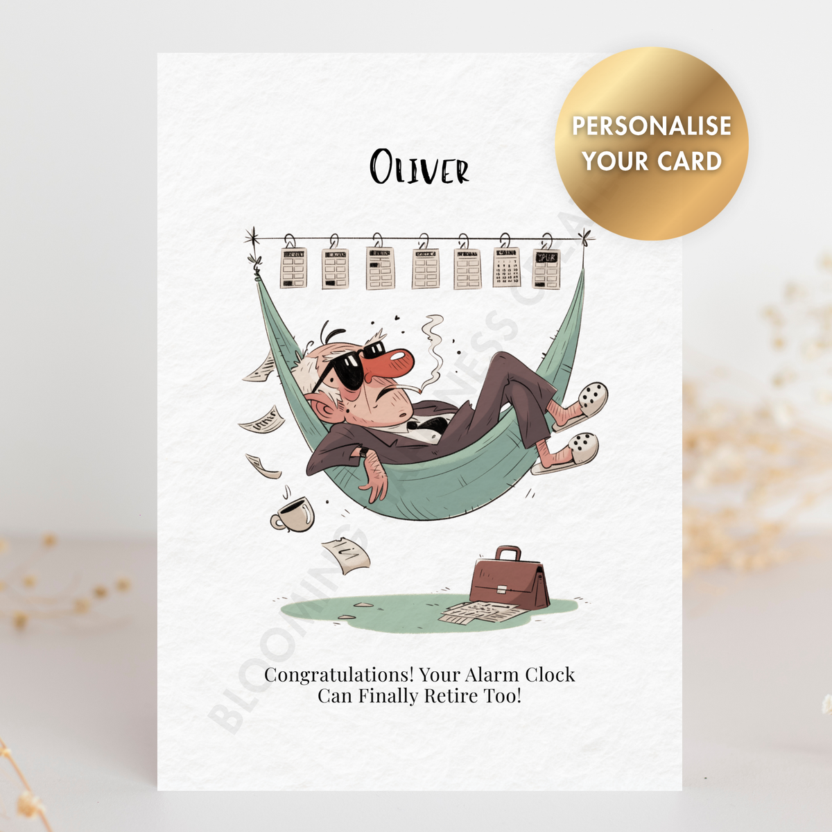 Personalised Retirement Card – Custom Name | Handmade 5x7 Greeting Card with Envelope | Funny Retirement Gift Card