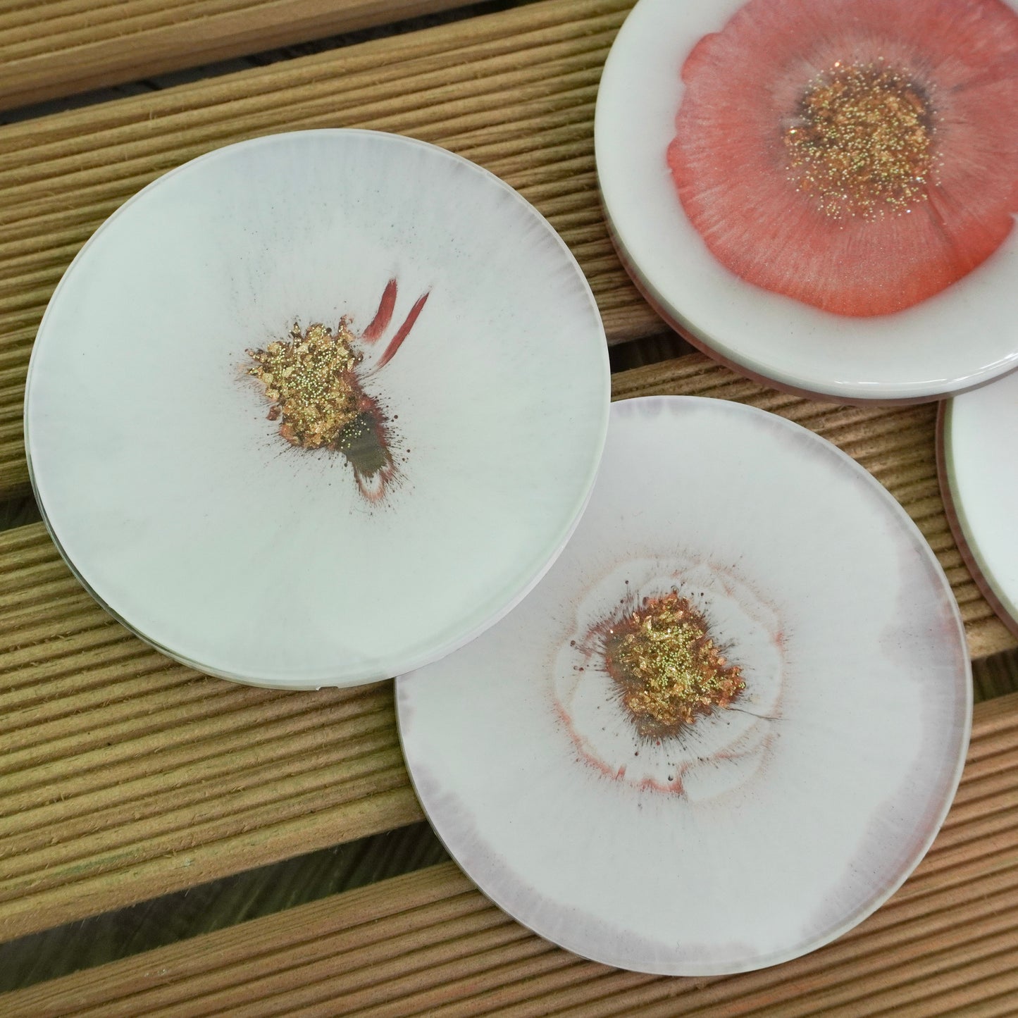 Gold and Pink Handmade Resin Coaster