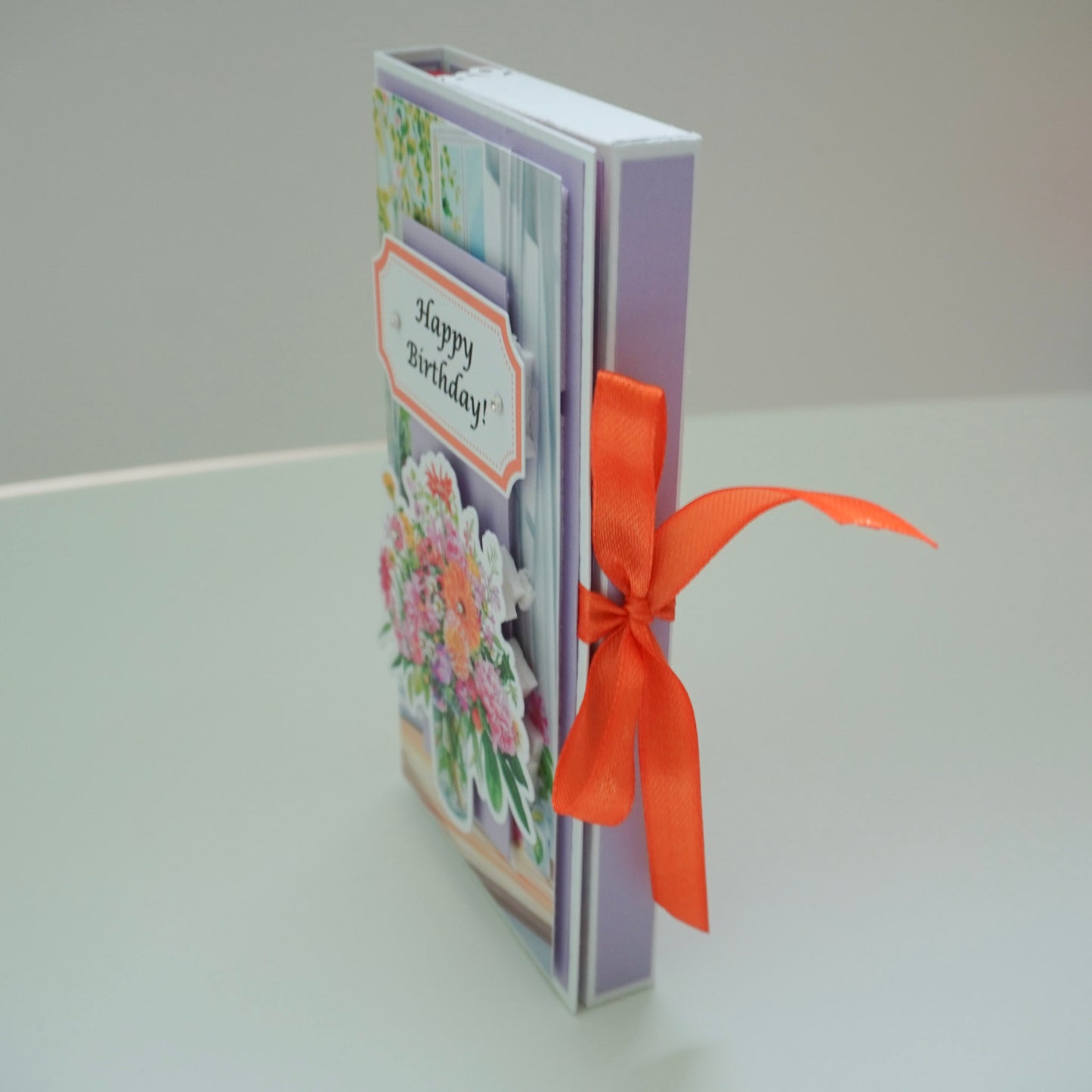 💜 Happy Birthday Card with Fresh Flowers & Joyful Design (Purple Tones)