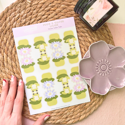 Frog & Water Lilies Index Tabs | Sticker Sheet