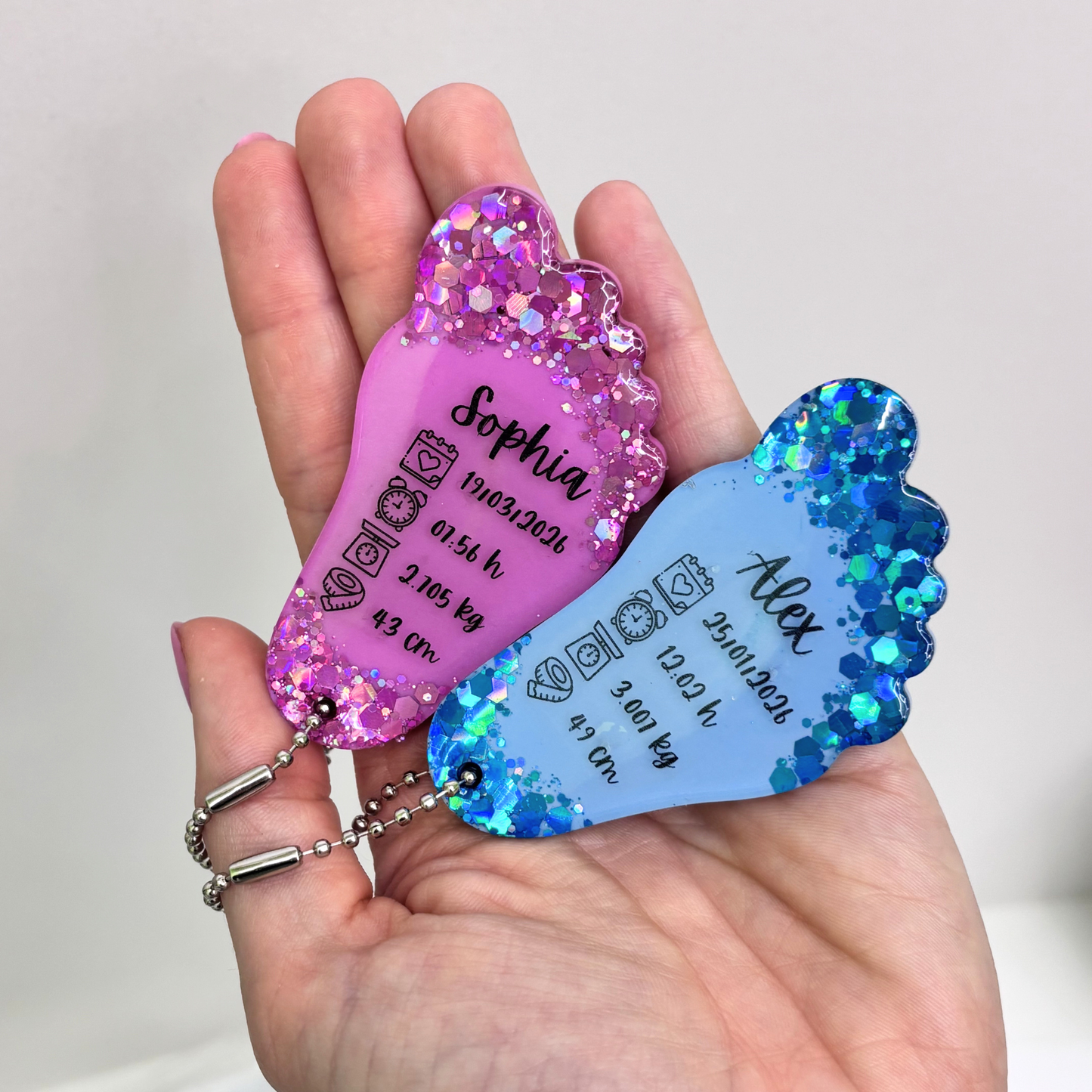 Handmade Personalised Baby Resin Keychain – Perfect Newborn Keepsake Gift 💖