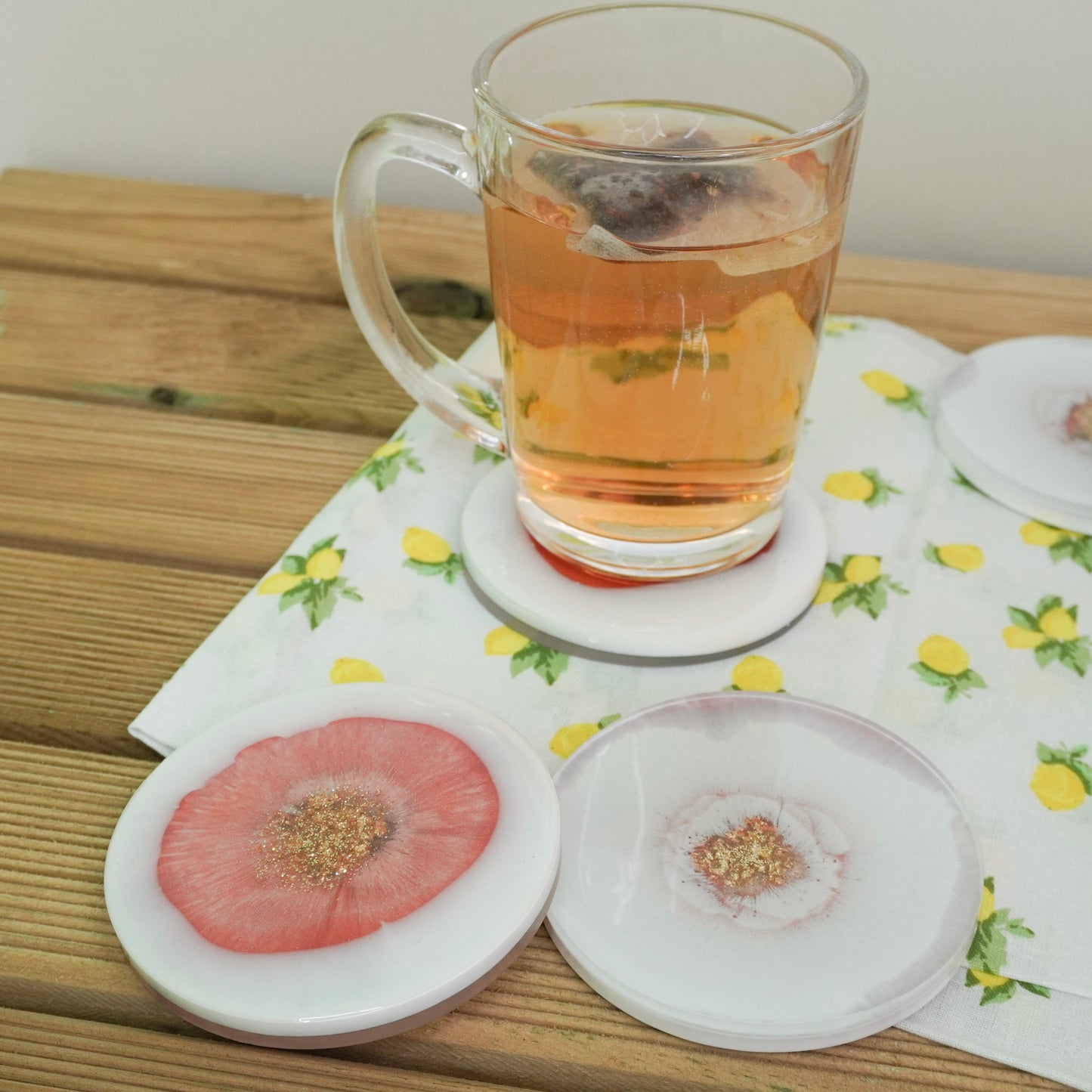Gold and Pink Handmade Resin Coaster