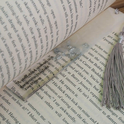 Resin Bookmark – White Pearl & Silver Flakes