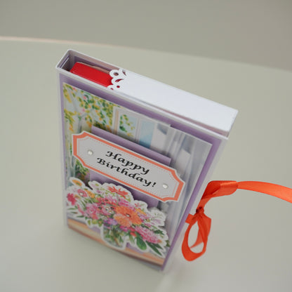 💜 Happy Birthday Card with Fresh Flowers & Joyful Design (Purple Tones)