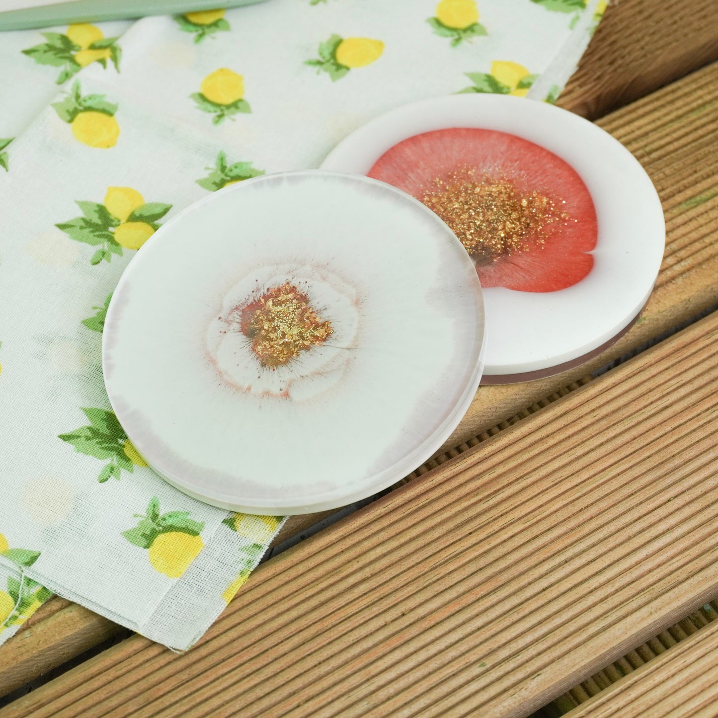 Gold and Pink Handmade Resin Coaster