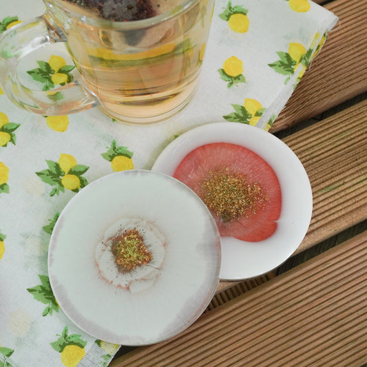 Gold and Pink Handmade Resin Coaster