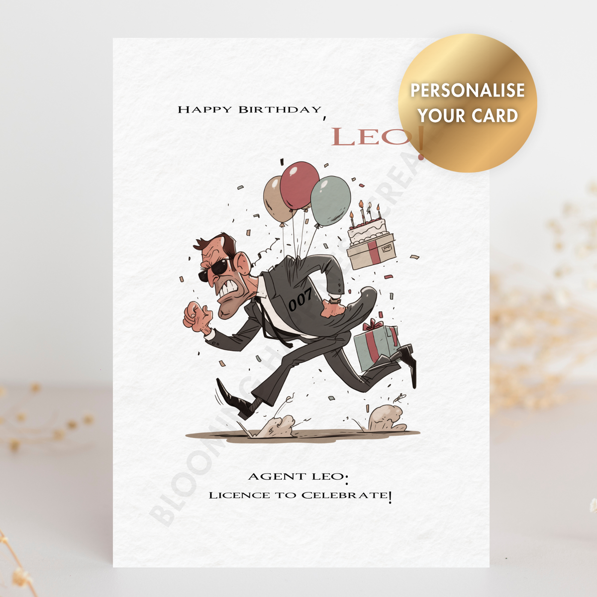 Personalised Birthday Card for Him – Custom Name | Handmade 5x7 Greeting Card with Envelope | Funny Birthday Gift Card