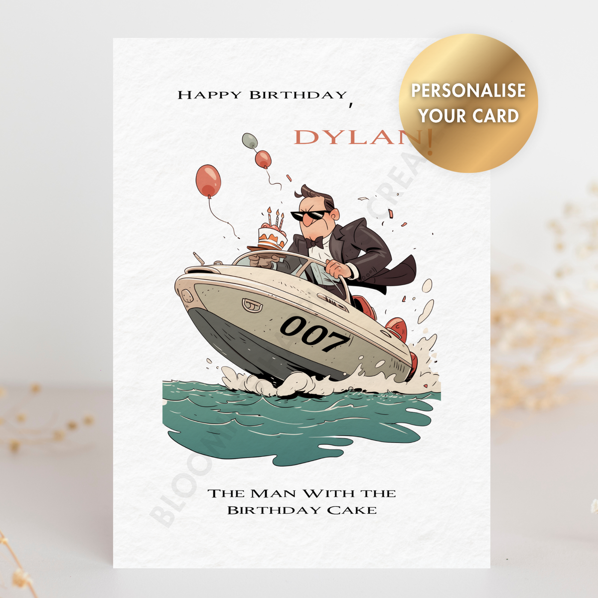 Personalised Birthday Card for Him – Custom Name | Handmade 5x7 Greeting Card with Envelope | Funny Birthday Gift Card
