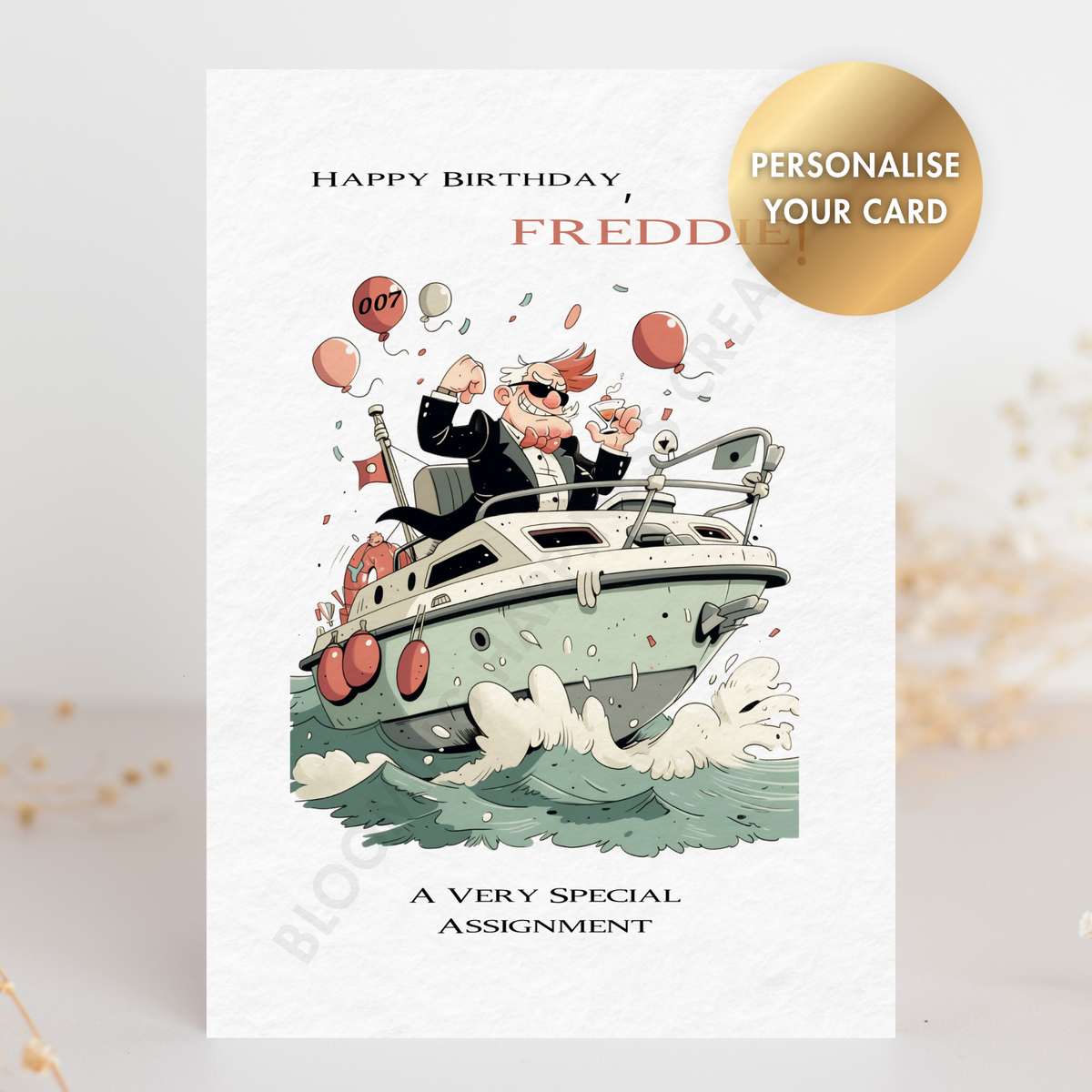 Personalised Birthday Card for Him – Custom Name | Handmade 5x7 Greeting Card with Envelope | Funny Birthday Gift Card