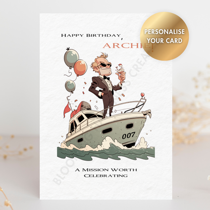 Personalised Birthday Card for Him – Custom Name | Handmade 5x7 Greeting Card with Envelope | Funny Birthday Gift Card