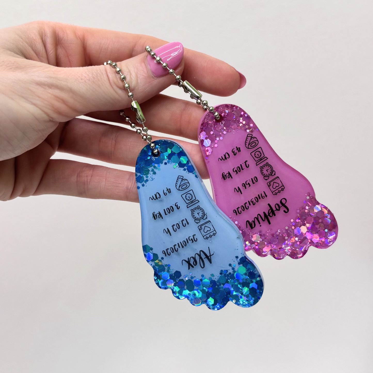 Handmade Personalised Baby Resin Keychain – Perfect Newborn Keepsake Gift 💖
