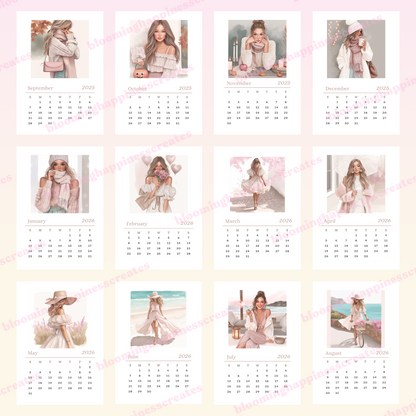 A5 Printable Monthly Calendar | Sep 25 - Dec 26