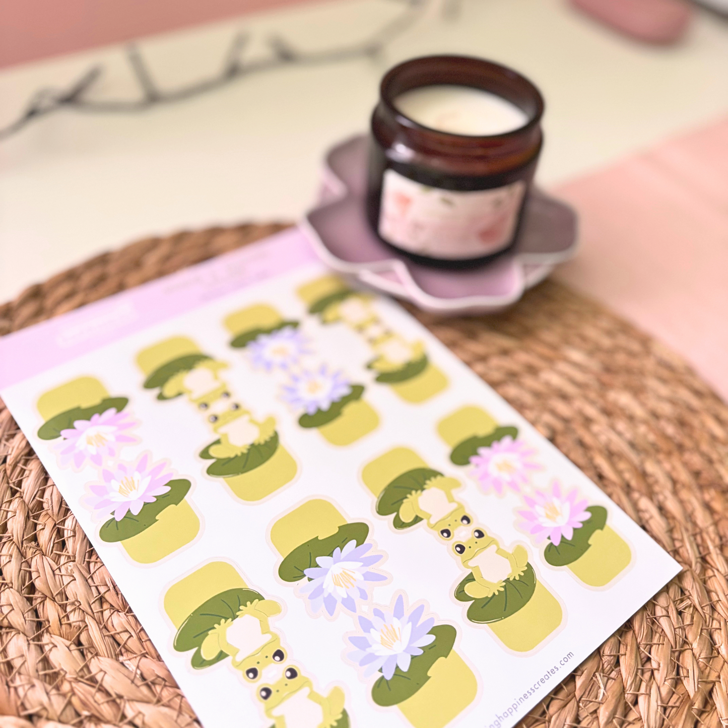 Frog & Water Lilies Index Tabs | Sticker Sheet