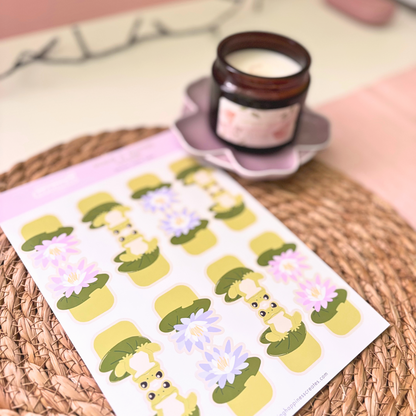 Frog & Water Lilies Index Tabs | Sticker Sheet