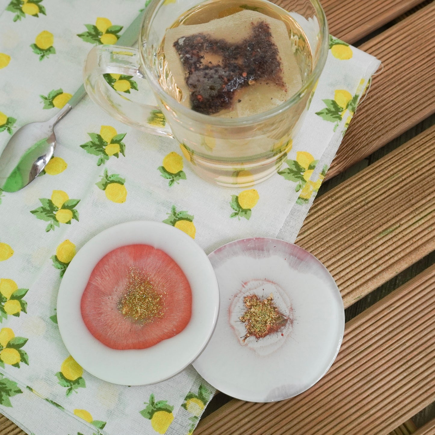 Gold and Pink Handmade Resin Coaster